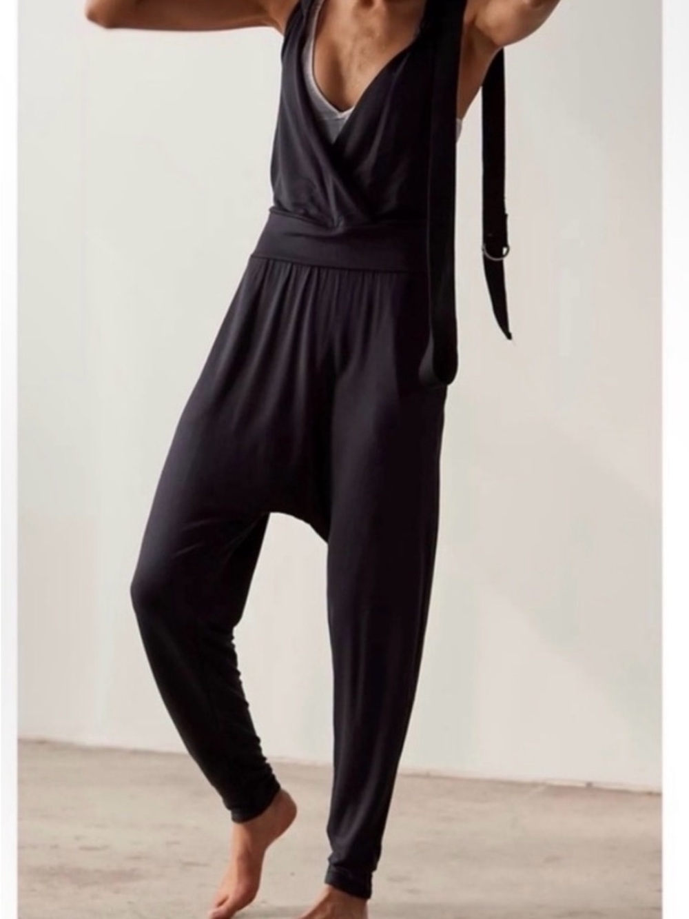 Free People Movement Second Chance Jumpsuit Black Slouchy Athleisure